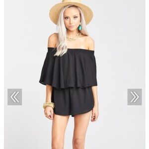 Show Me Your MuMu Black Off-Shoulder Romper